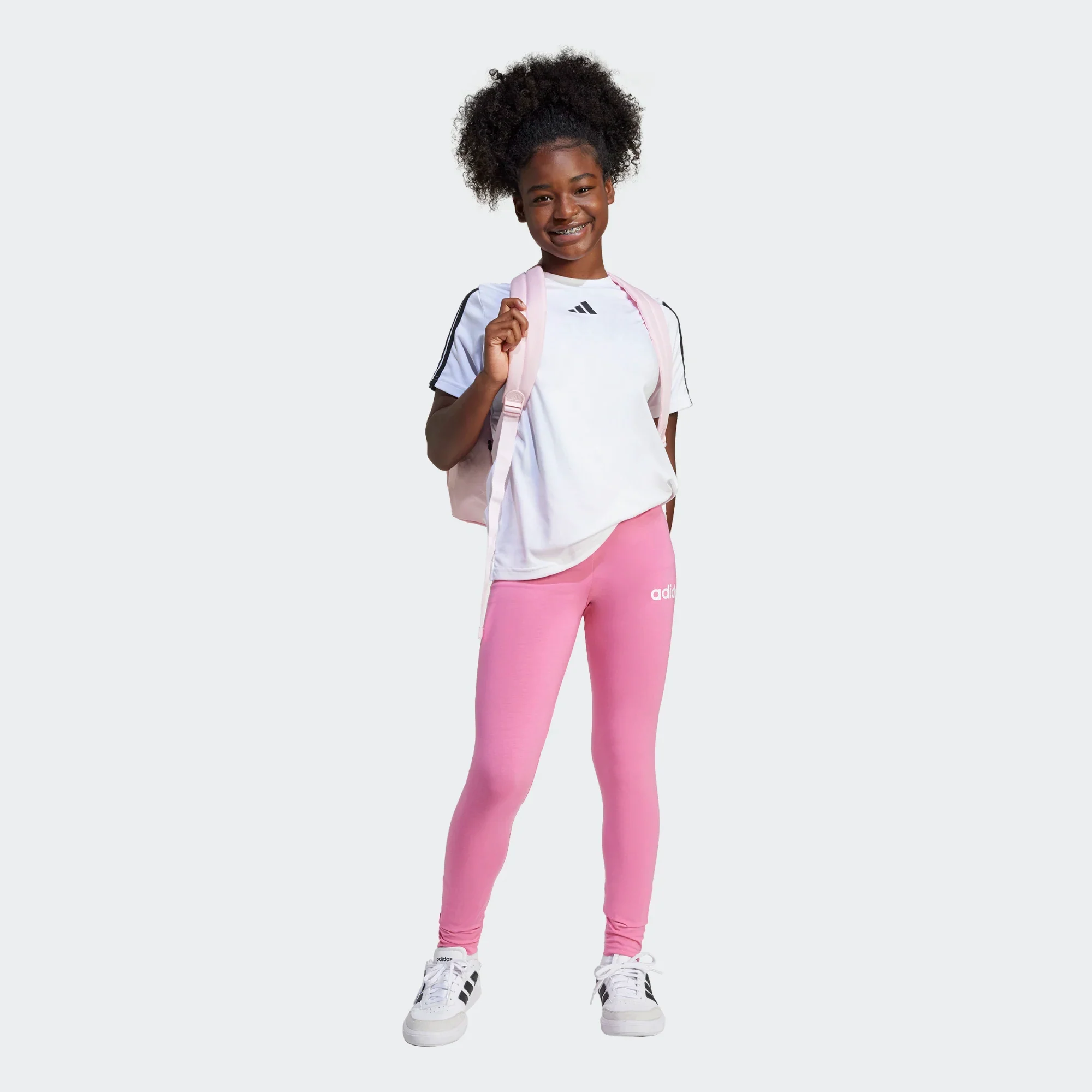 ADIDAS Essentials Girl's 3S Leggings - Pink - Image 4