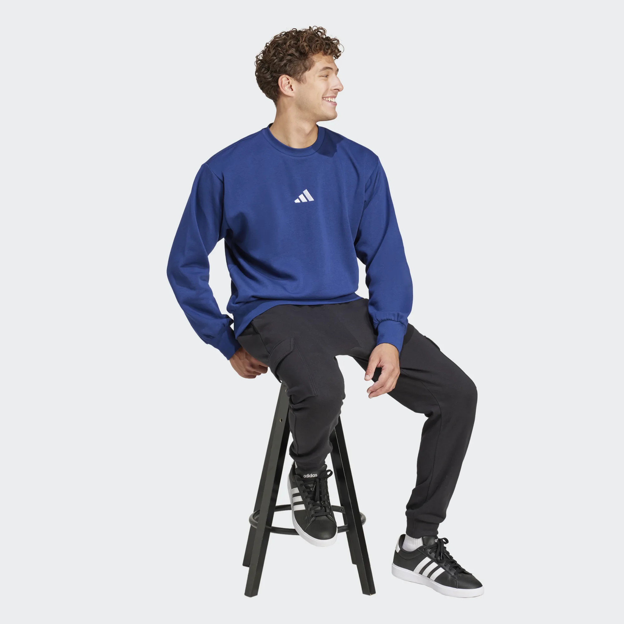 ADIDAS Men's FeelCosy Fleece Sweatshirt - Navy - Image 4