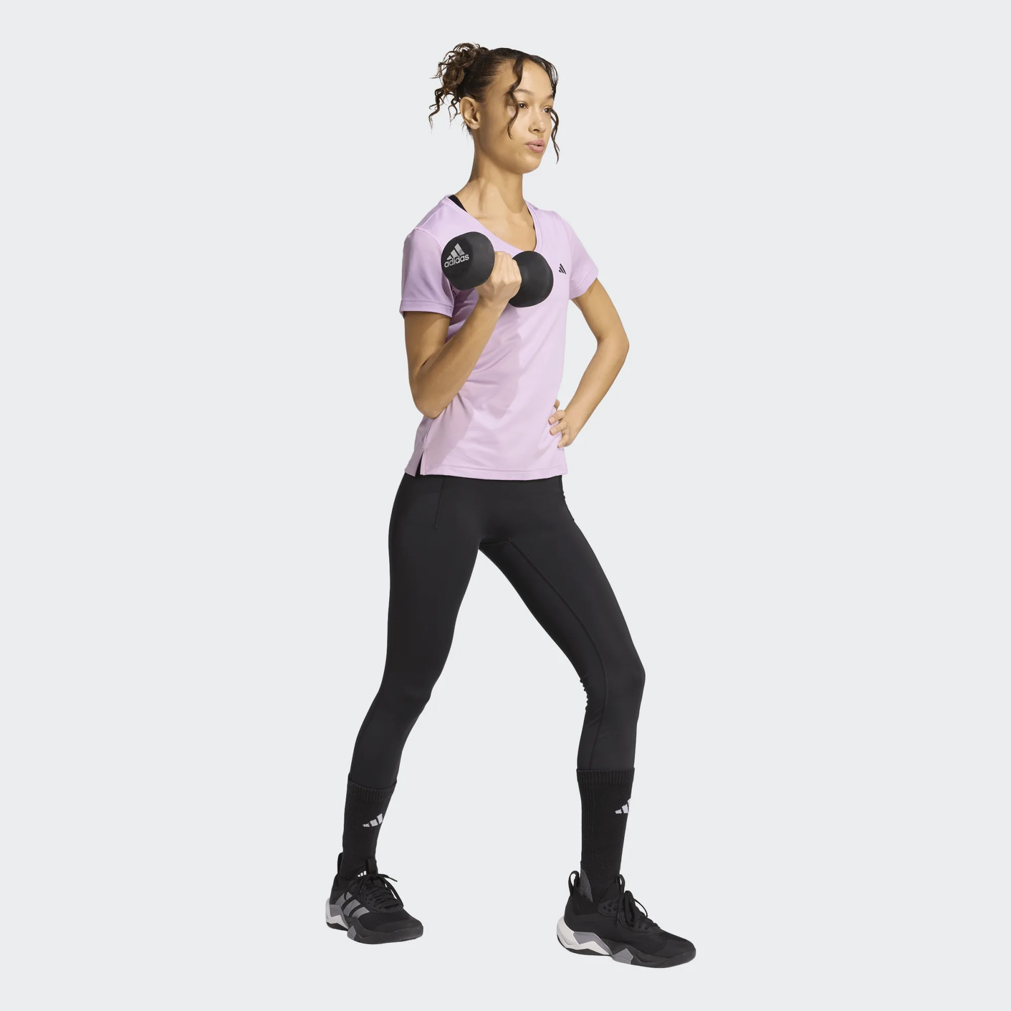 ADIDAS Workout Essentials V-Neck T-Shirt - Pink - Image 3