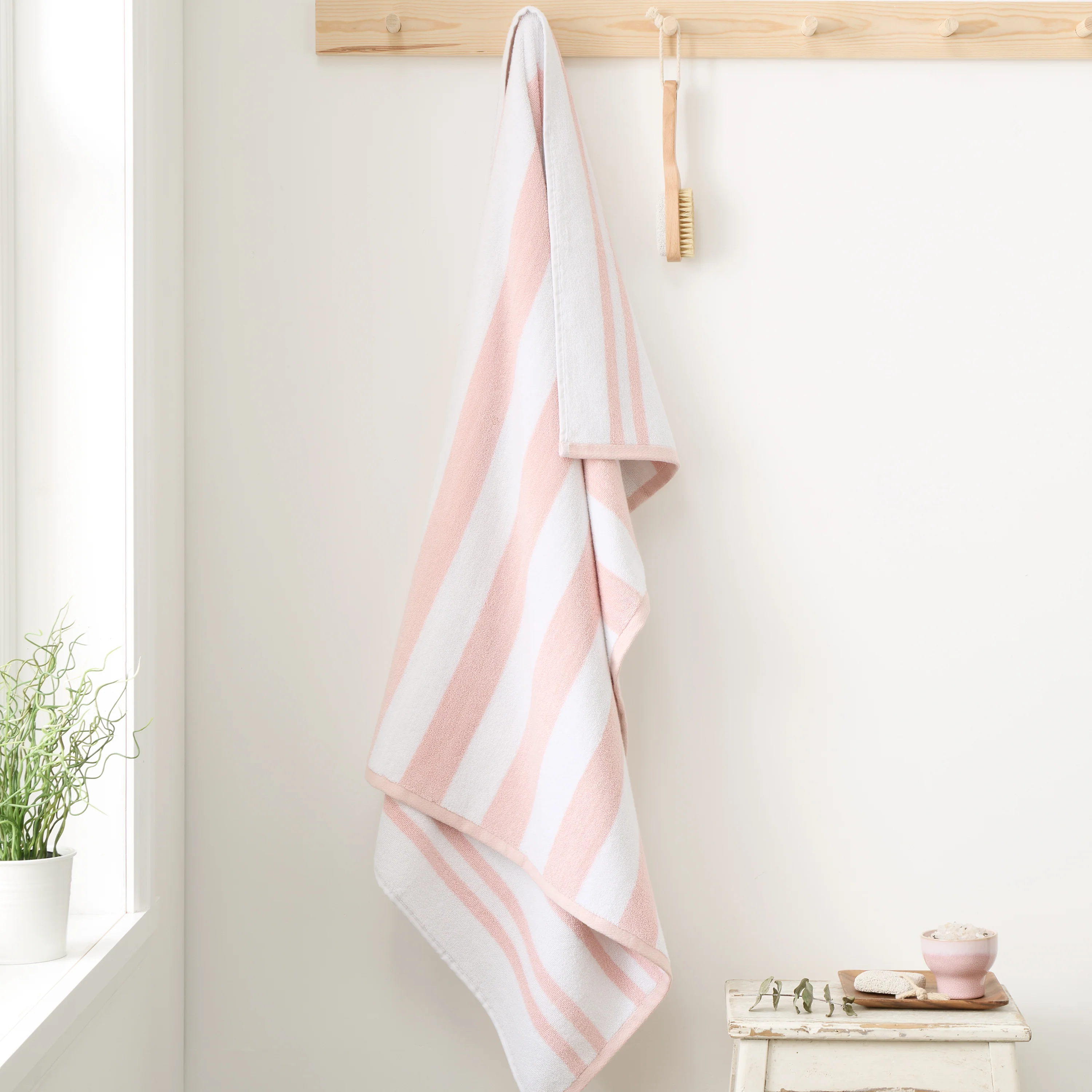 BIANCA Reversible Jacquard Stripe Cotton Towel - Pink (Available in 3 Sizes) - Image 3