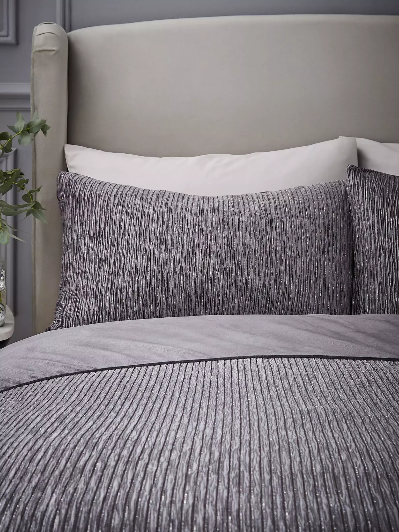CATHERINE LANSFIELD Allure Sparkle Duvet Cover Set - Grey - Image 2