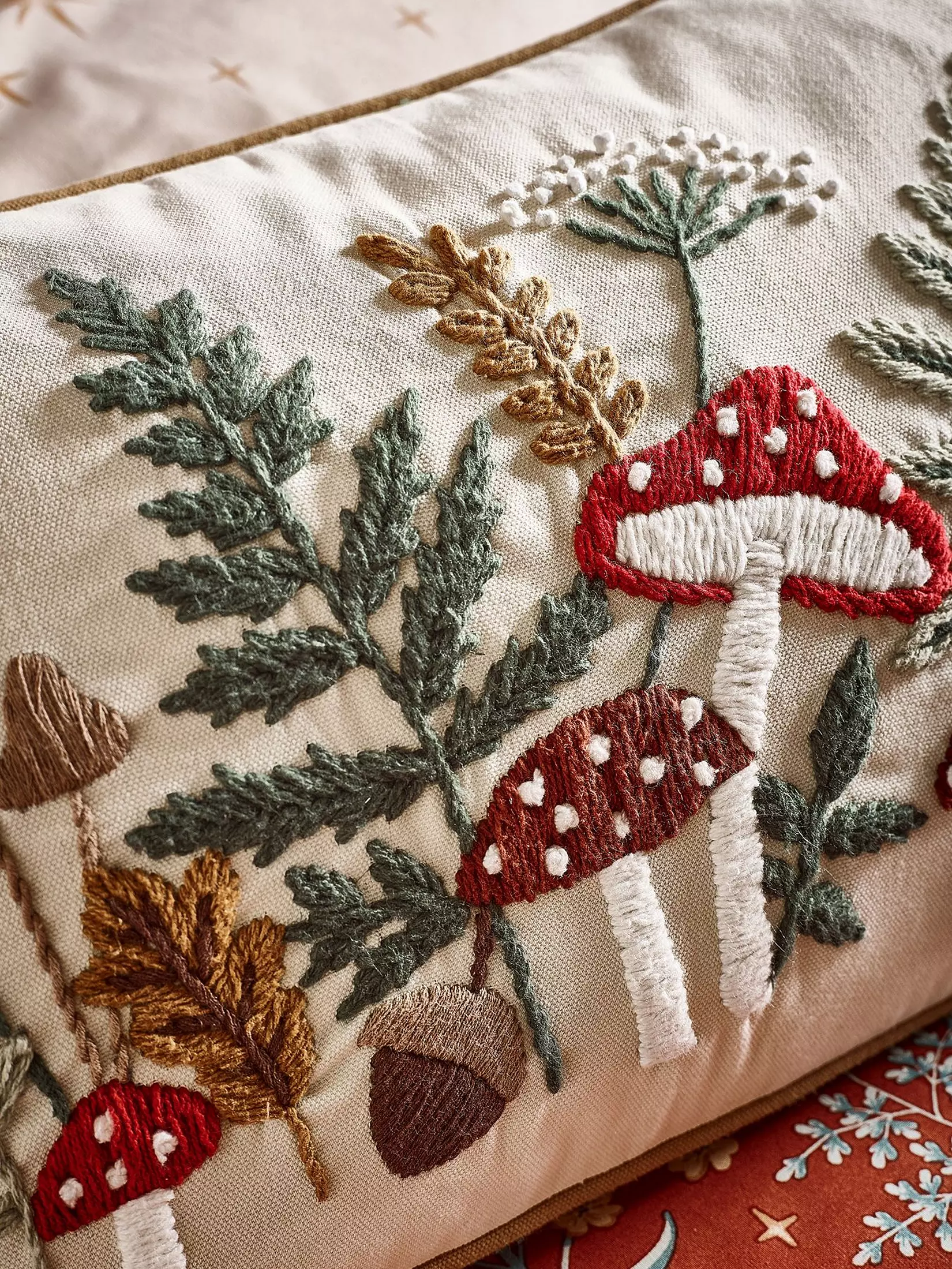 CATHERINE LANSFIELD Embroidery Woodland Filled Cushion - 30x50cm - Image 2