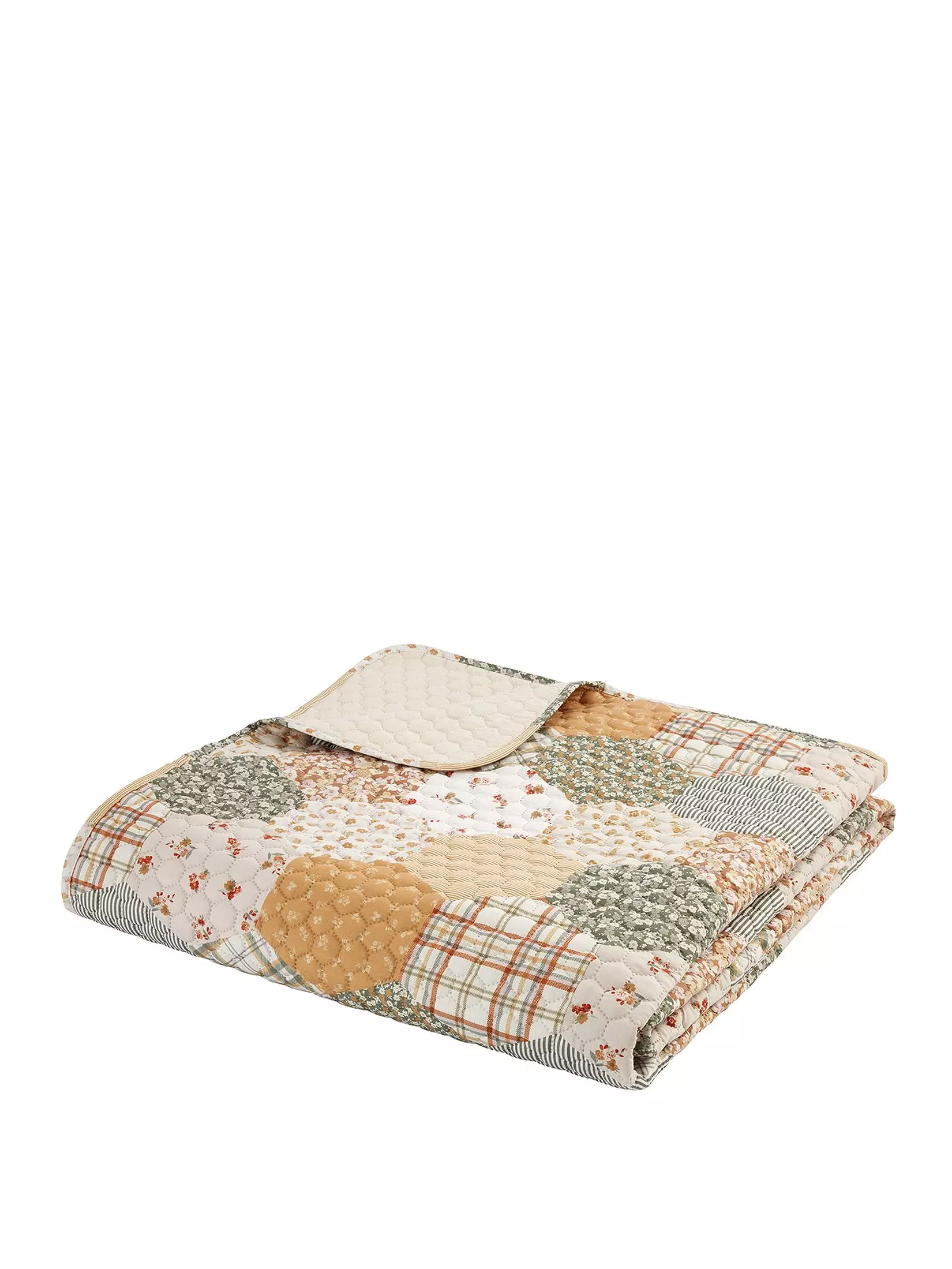 CATHERINE LANSFIELD Floral Patchwork Bedspread Throw 220x230cm - Image 4