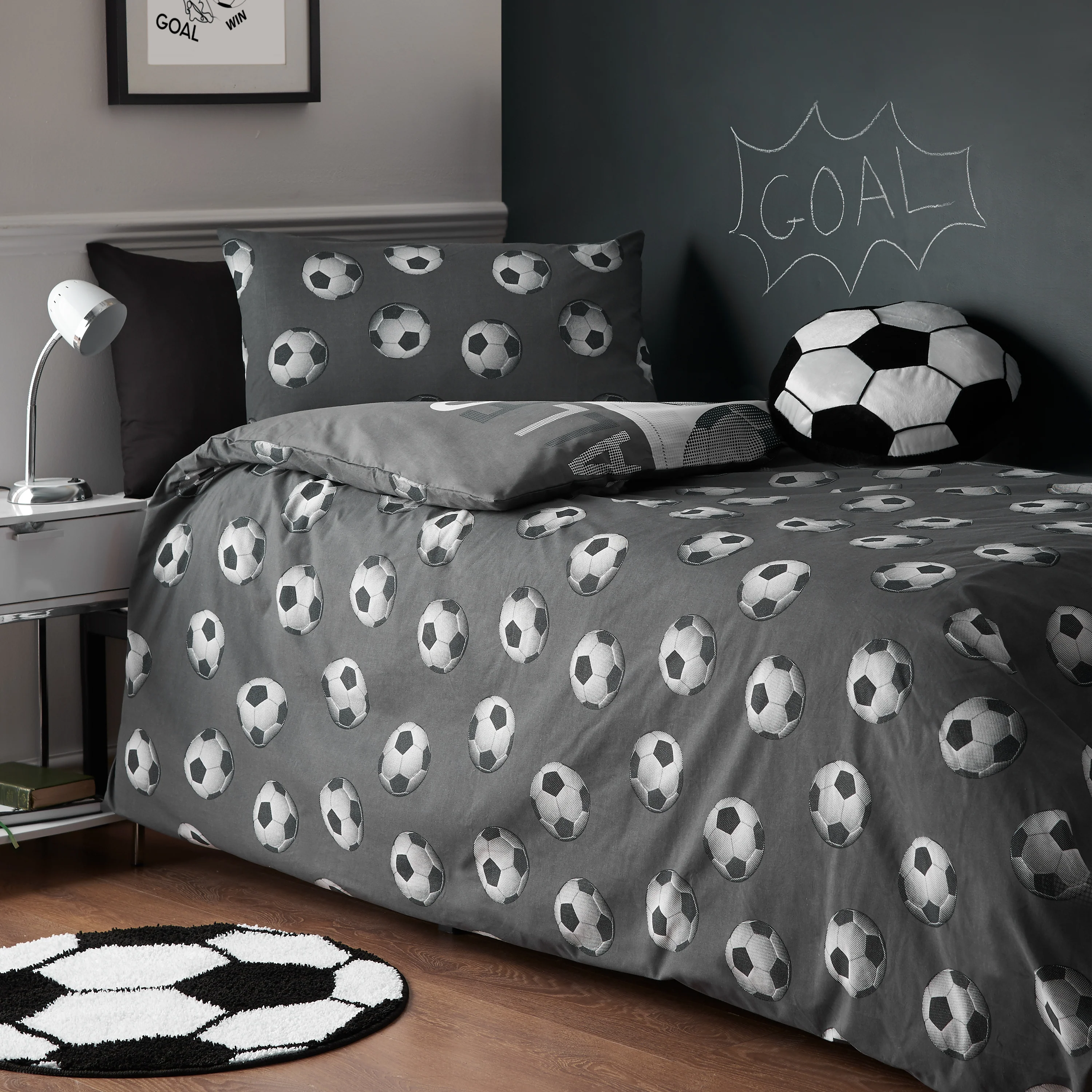 CATHERINE LANSFIELD Football Kids Duvet Cover Set - Grey - Image 3