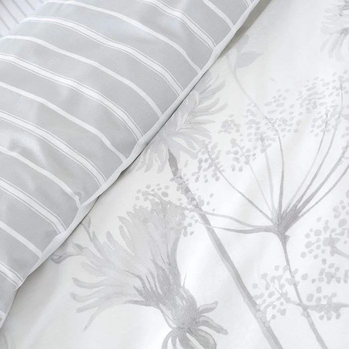 CATHERINE LANSFIELD Meadowsweet Floral Duvet Cover Set - White/Grey - Image 3