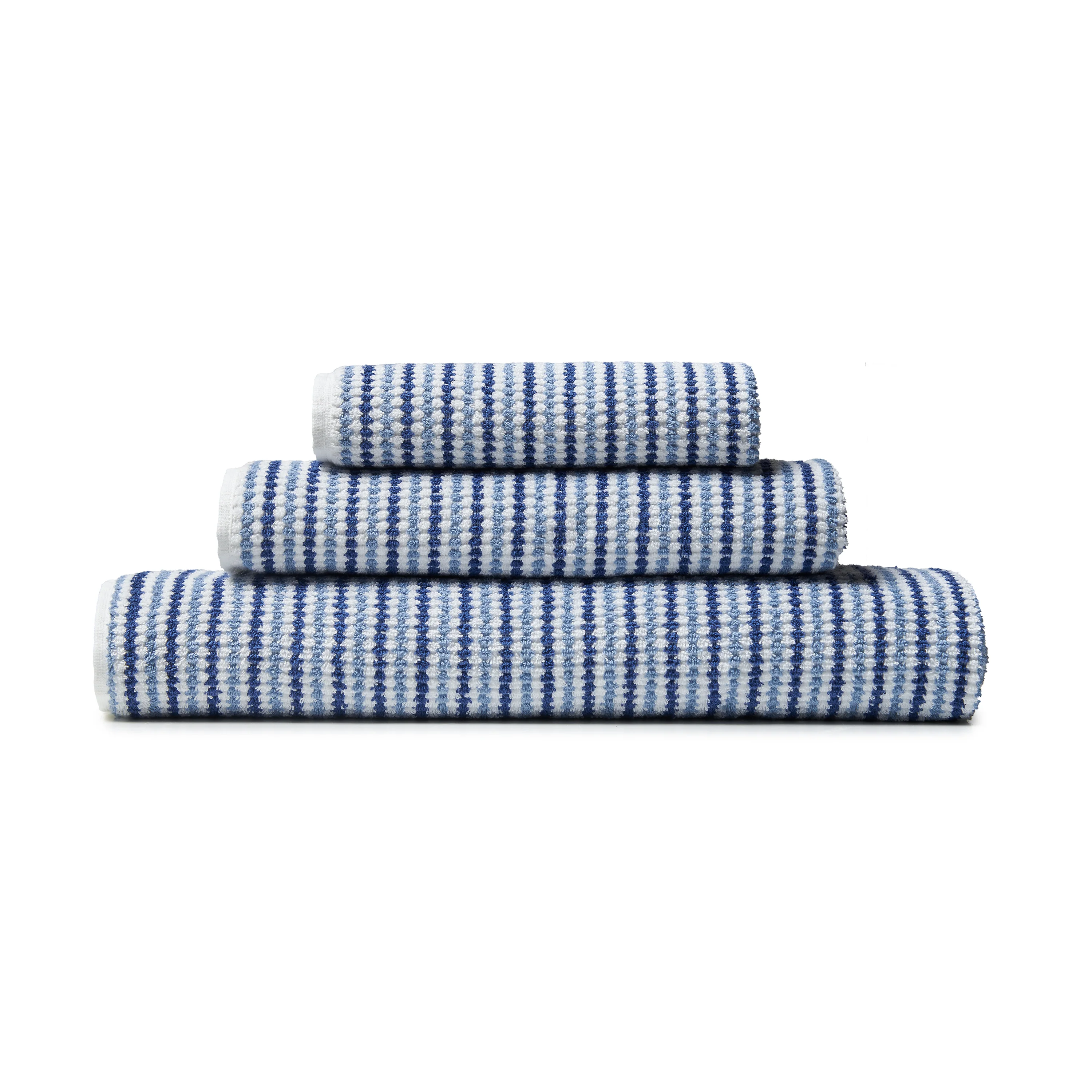 CATHERINE LANSFIELD Rice Weave Stripe Cotton Towel Collection - Blue (Available in 3 Sizes) - Image 4