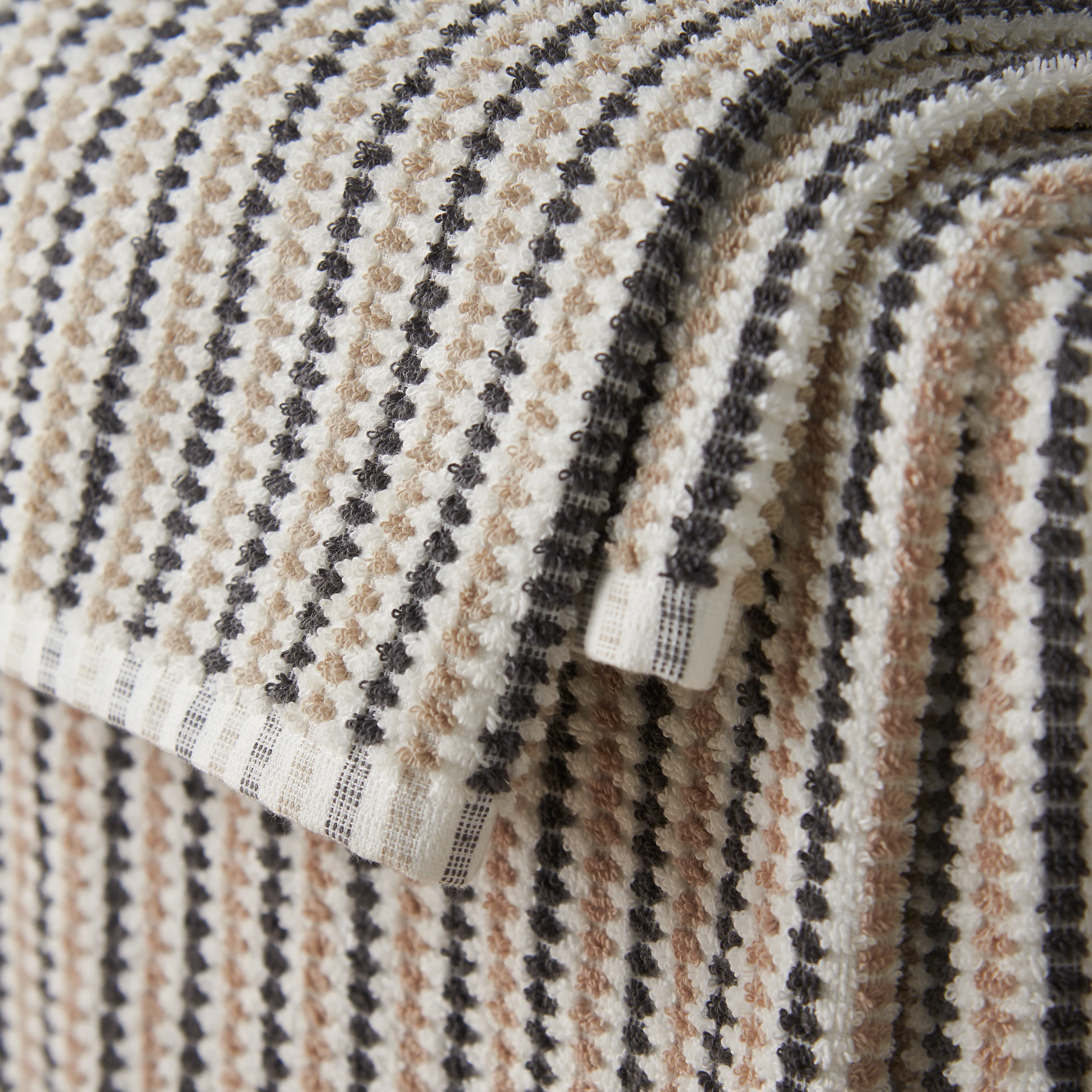 CATHERINE LANSFIELD Rice Weave Stripe Cotton Towel Collection - Grey (Available in 3 Sizes) (Copy) - Image 2