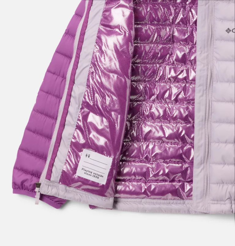 COLUMBIA Girl's Powder Lite II Hooded Insulated Jacket - Purple - Image 3