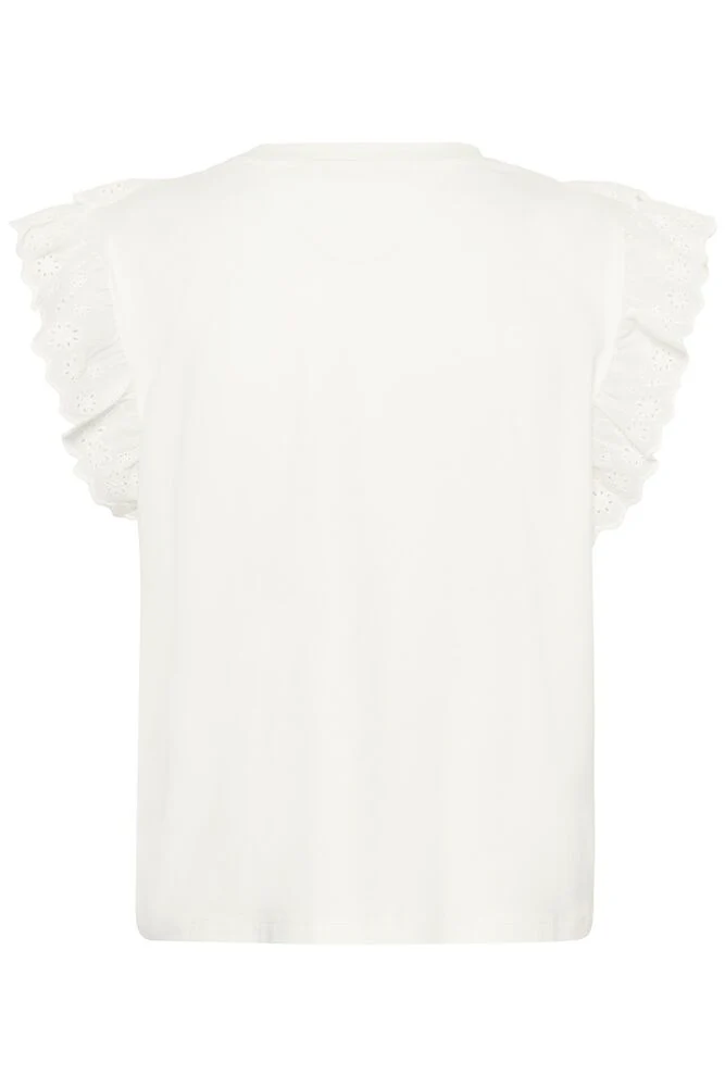 CULTURE Maisy Frill Detail T-Shirt - White - Image 5