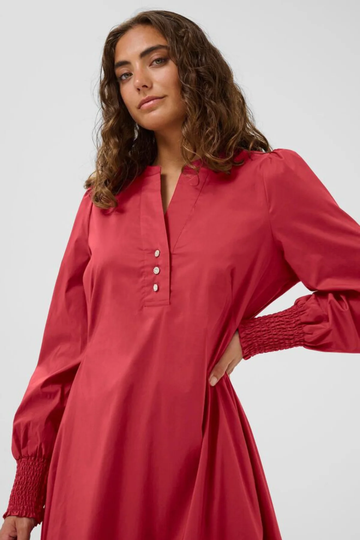CULTURE Loretta Antoinett Long Sleeve Dress - Chilli Red - Image 2