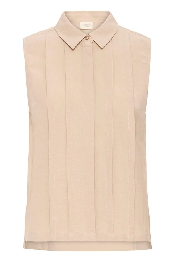 FRANSA Adah Sleeveless Shirt - Tan - Image 7