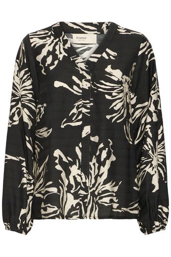 FRANSA Arianna Floral V-Neck Blouse - Black Print - Image 4