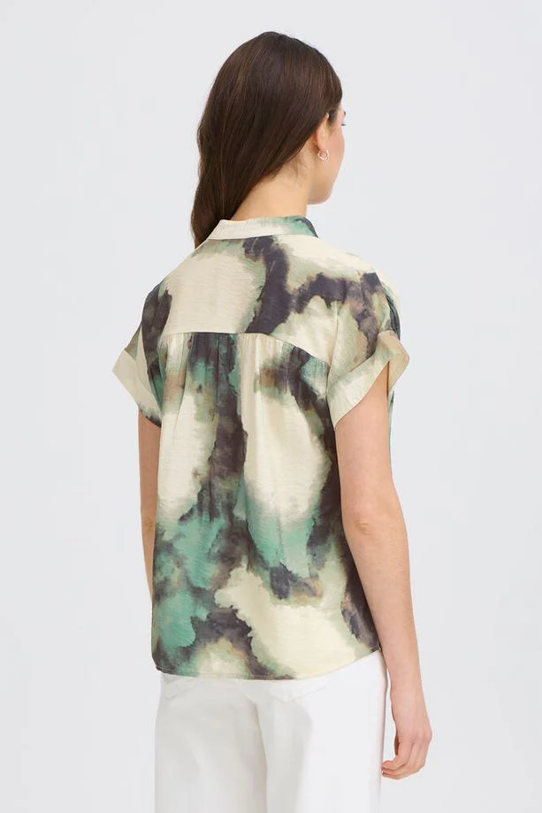 FRANSA Ayla Marble V-Neck Blouse - Mint - Image 2
