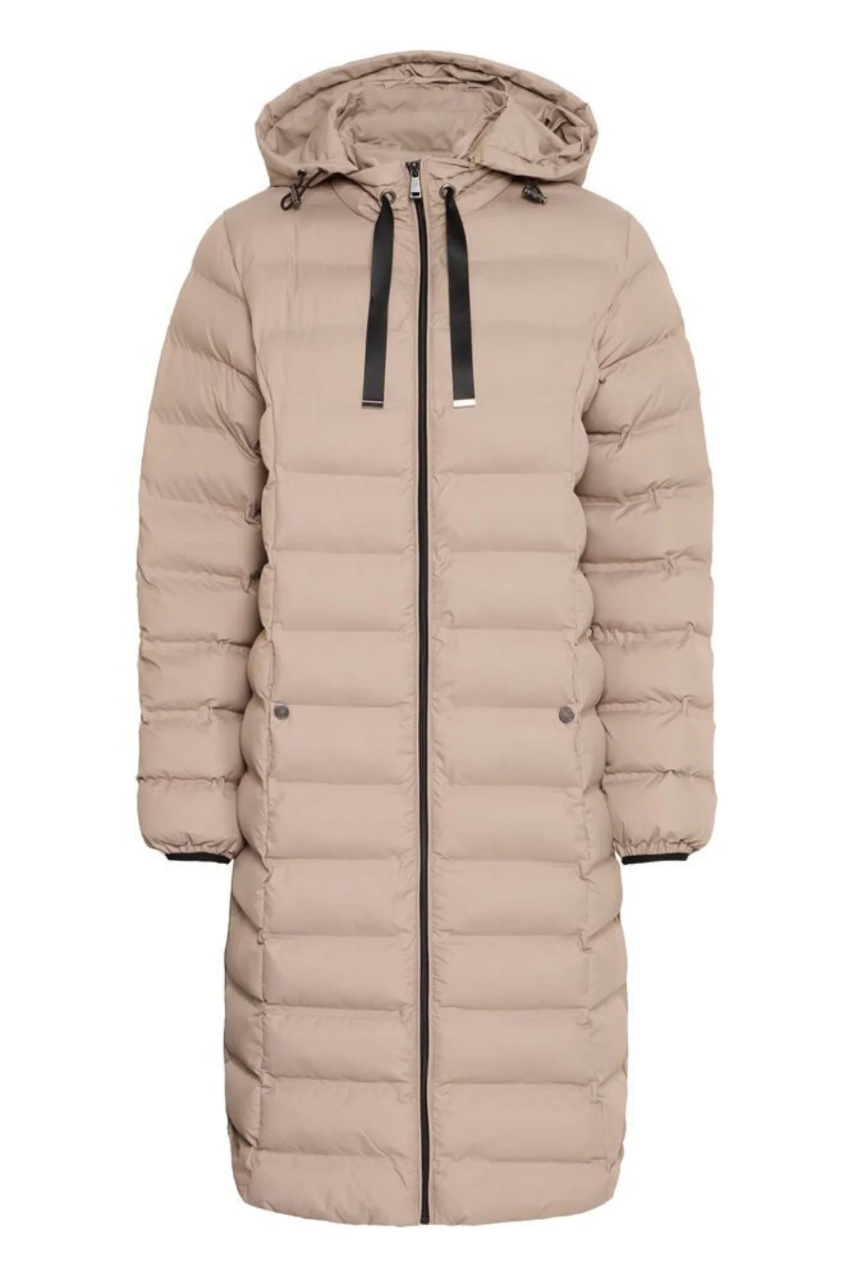 FRANSA Bafab Long Quilted Jacket - Taupe - Image 4
