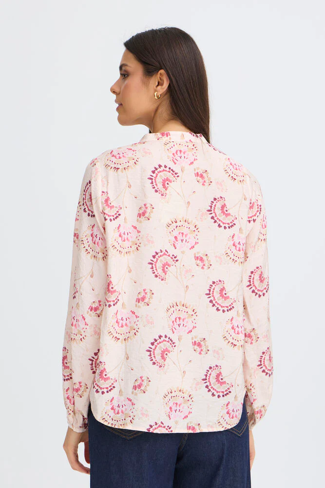 FRANSA Kalia Floral V-Neck Blouse - Pink Print - Image 2
