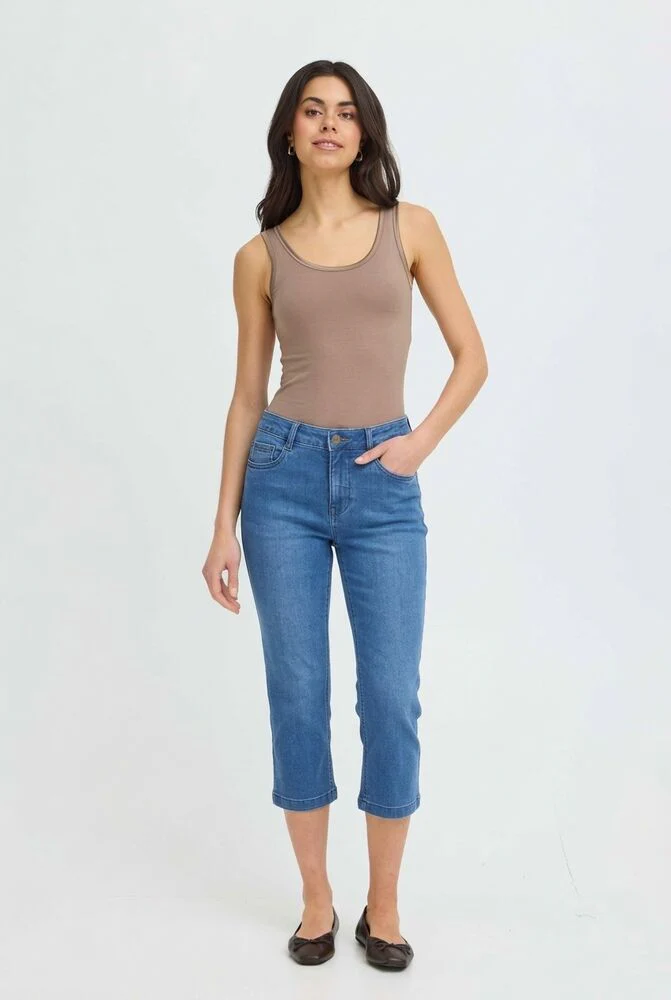 FRANSA Luxe Elli Capri Jeans - Mid Blue - Image 2