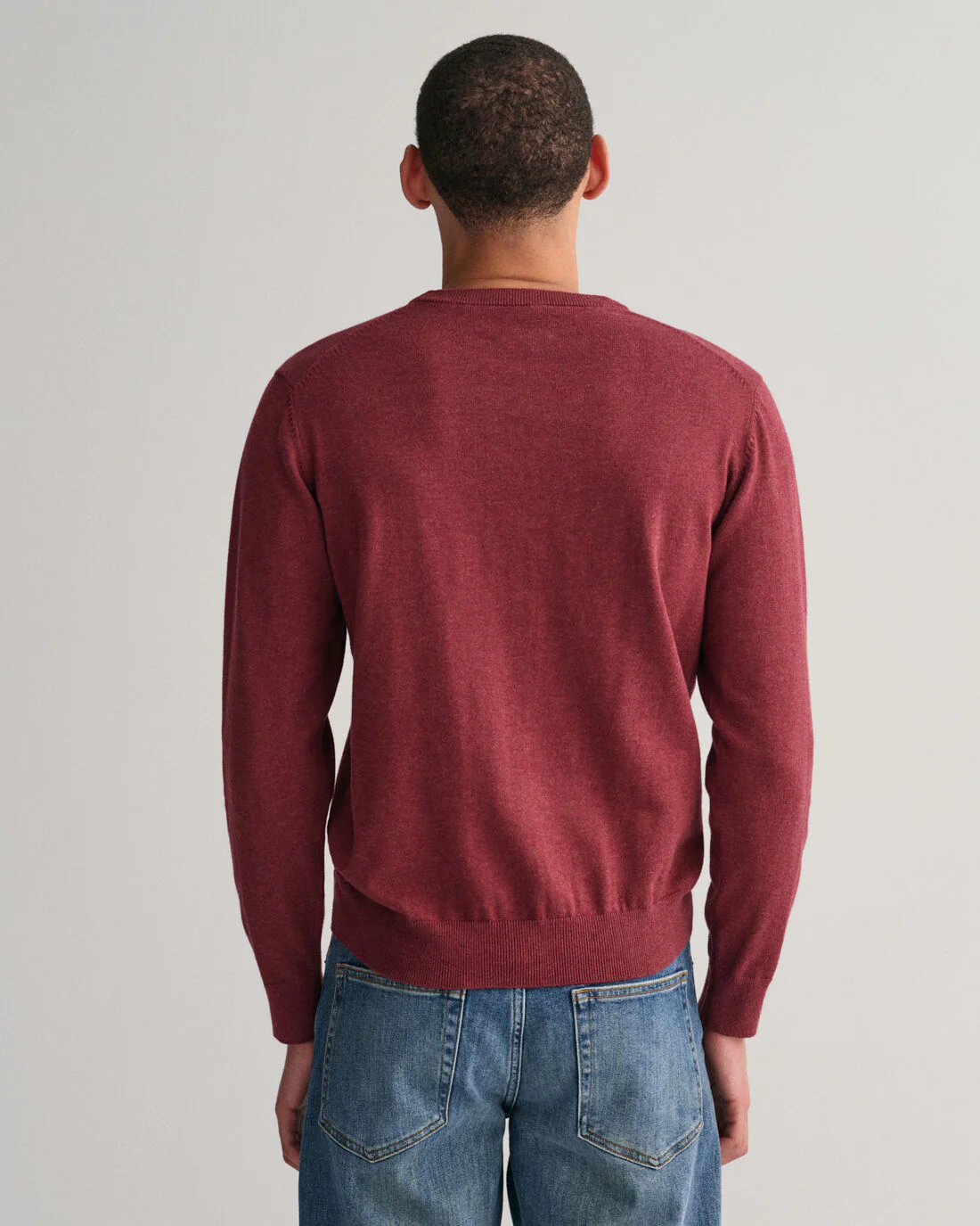 GANT : Classic Cotton Crew Neck - Bordeaux Melange - Image 2