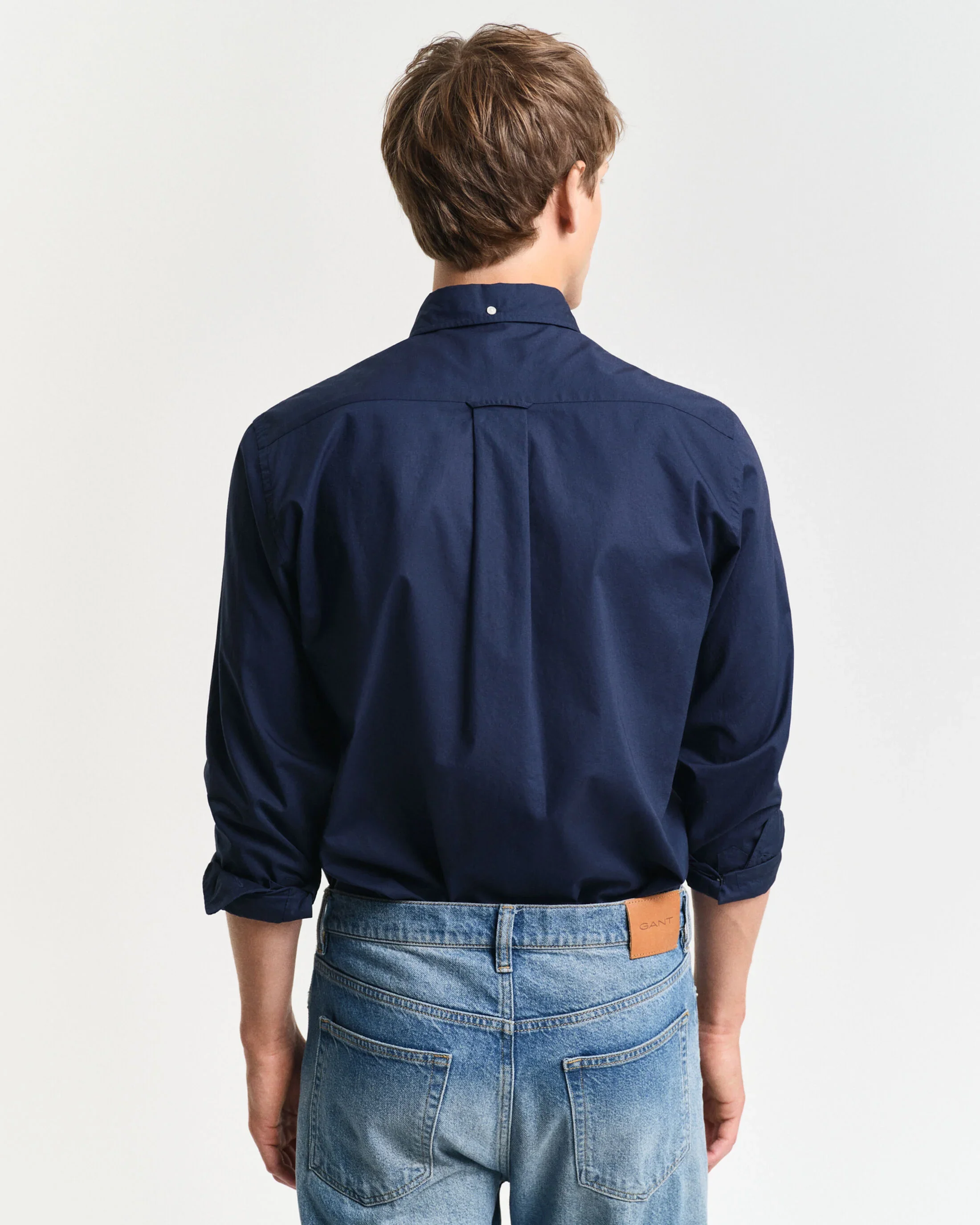 GANT Regular Fit Classic Poplin Shirt - Navy - Image 3