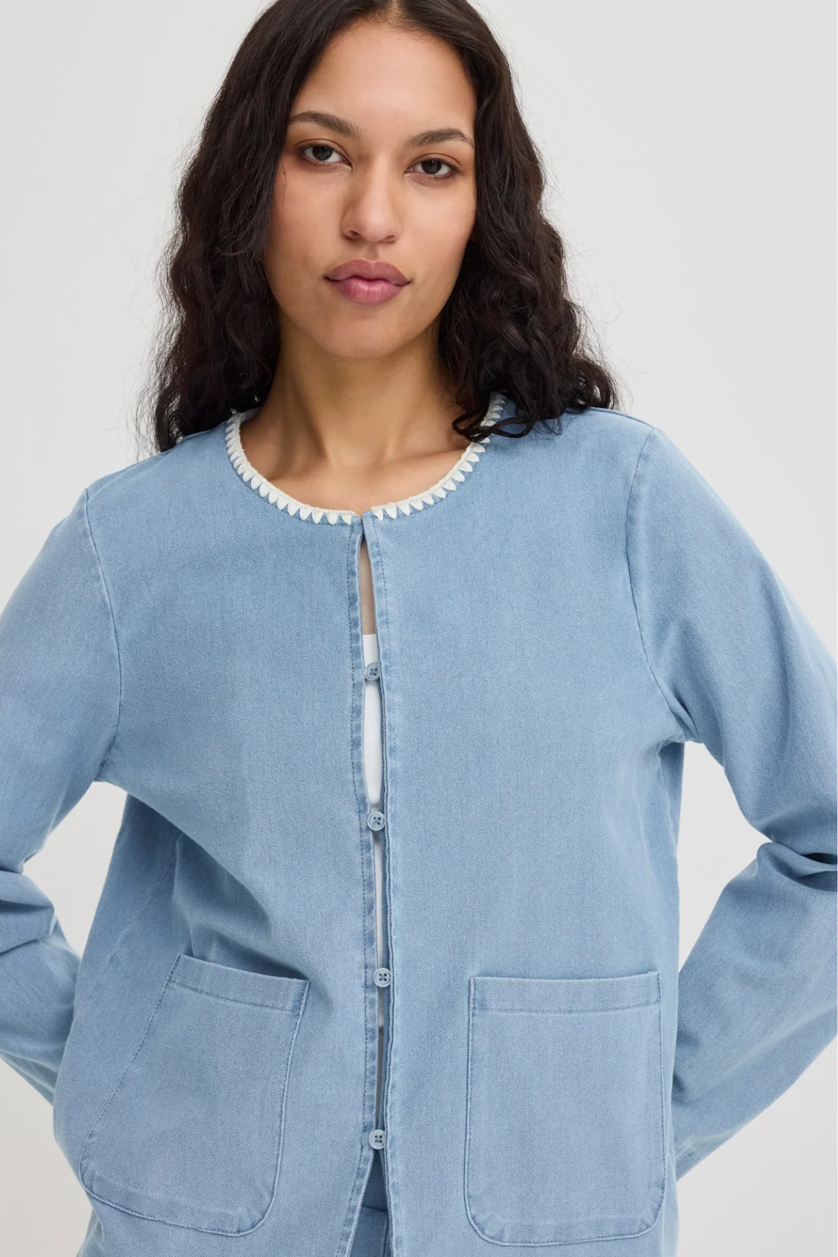 ICHI Kate Denim Jacket - Blue - Image 2