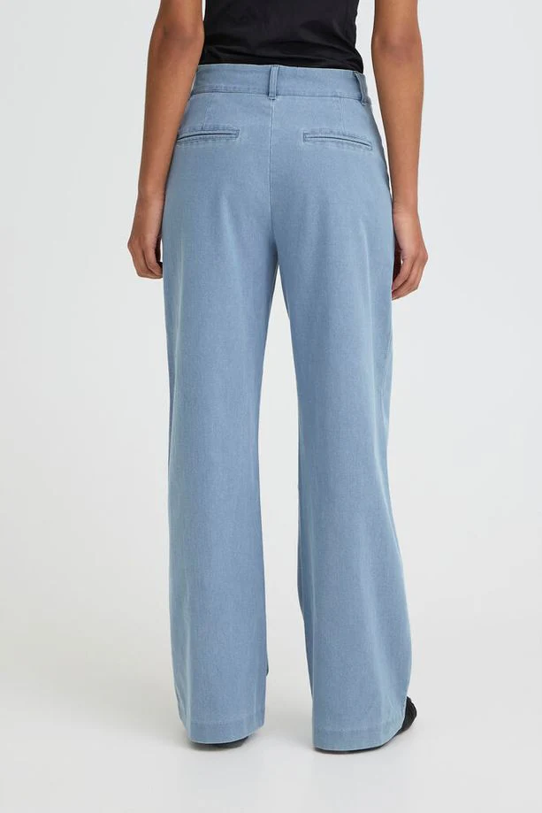 ICHI Kate Wide Leg Denim Trousers - Light Denim - Image 2