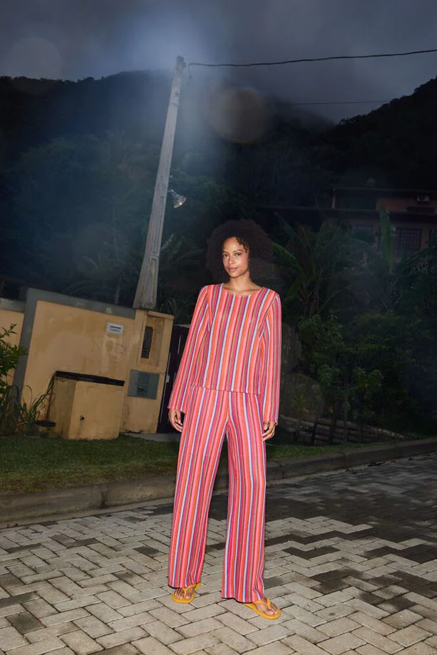 ICHI Libella Stripe Pants - Orange - Image 5