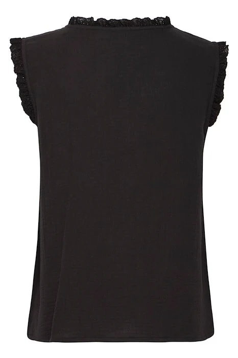 ICHI Mika V-Neck Sleeveles Top - Black - Image 2