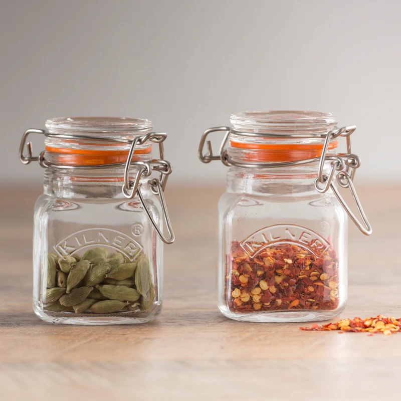 KILNER Square Clip Top Glass Small Spice Jar 70ml - Image 2