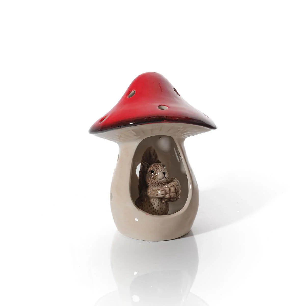LANGS Mushroom with Squirrel Ceramic Ornament 21.5cm - Image 2