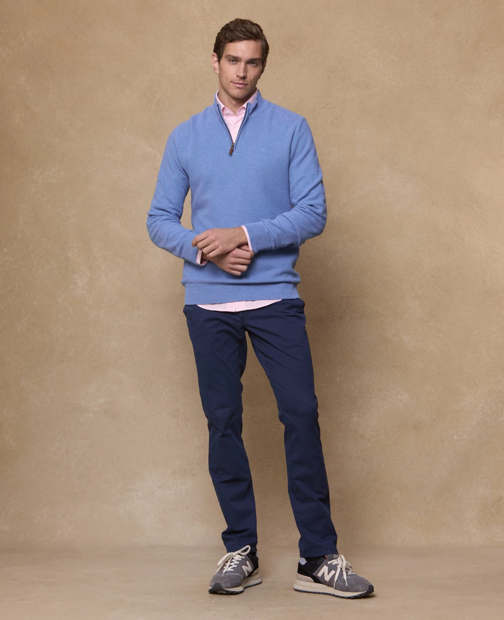 MAGEE Liam Cotton 1/4 Zip Jumper - Blue - Image 3