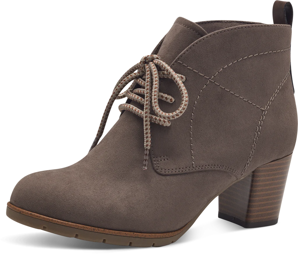 MARCO TOZZI Block Heel Lace Up Ankle Boots - Taupe - Image 3