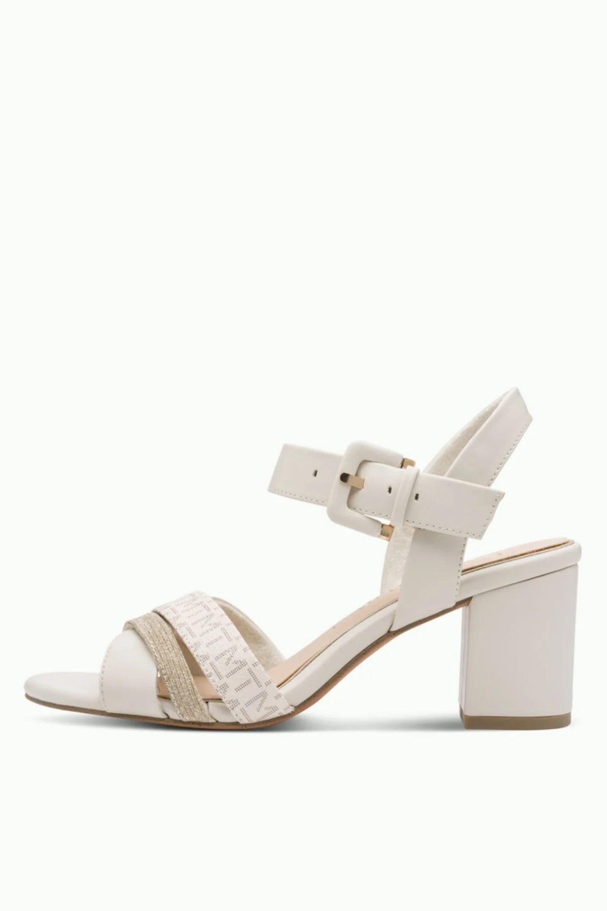 MARCO TOZZI Cross Strap Block Heel Sandal - Cream - Image 2