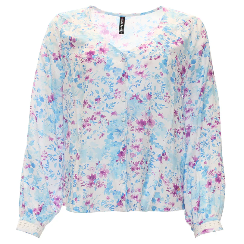 RANT & RAVE Ann Floral Shirt - Blue - Image 4