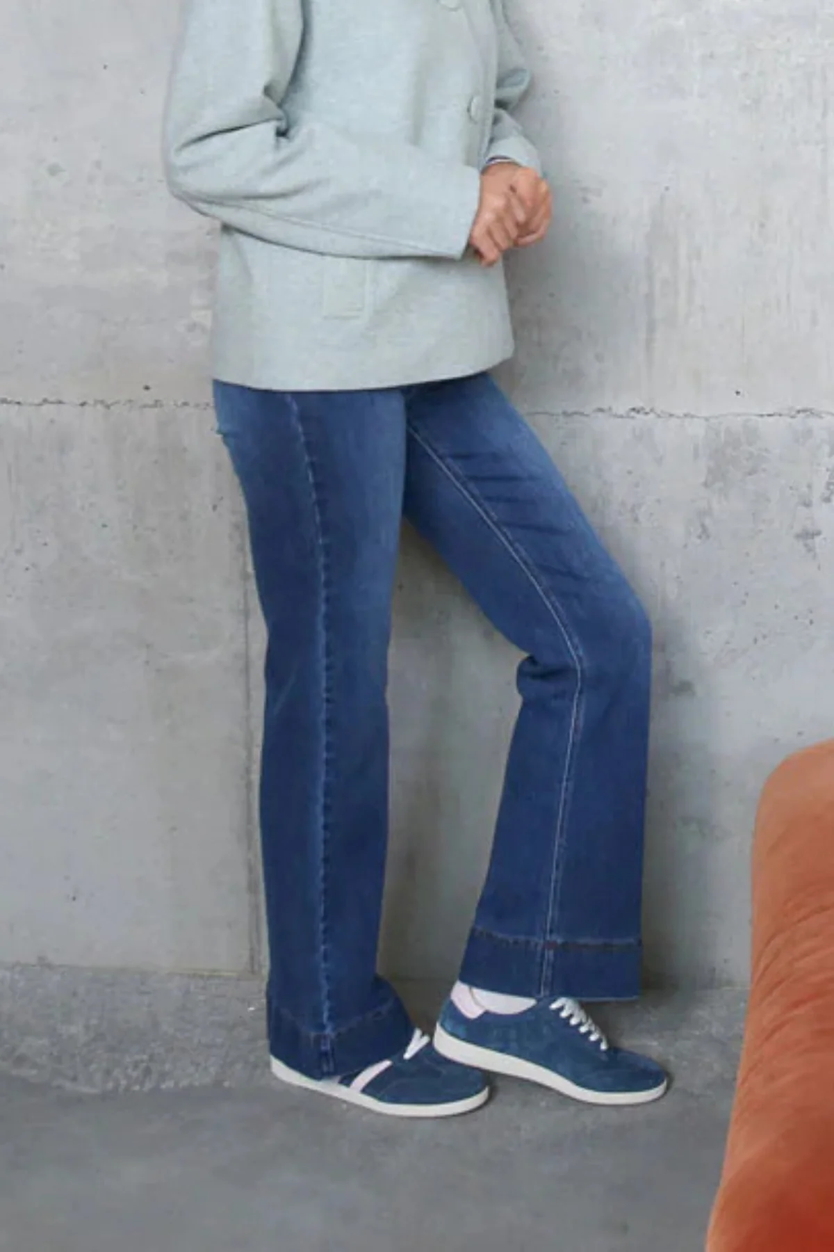 RANT & RAVE Cristal Wide Leg Jeans - Mid Blue - Image 3