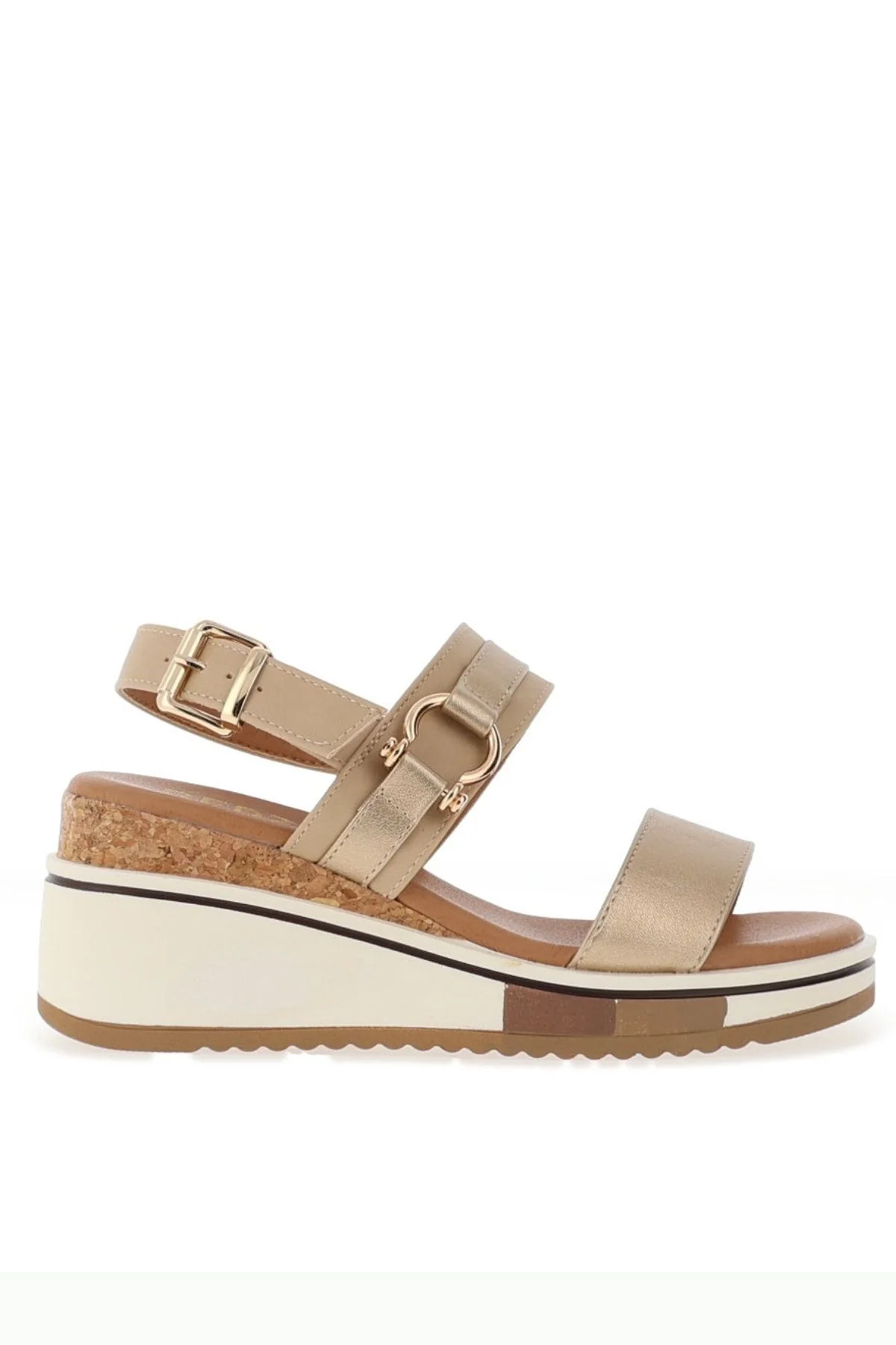 REDZ Double Strap Wedge Sandal - Gold - Image 2