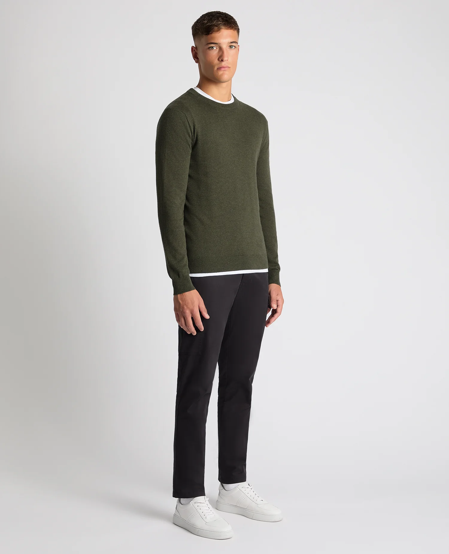 REMUS UOMO Crew Neck Sweater - Khaki - Image 3