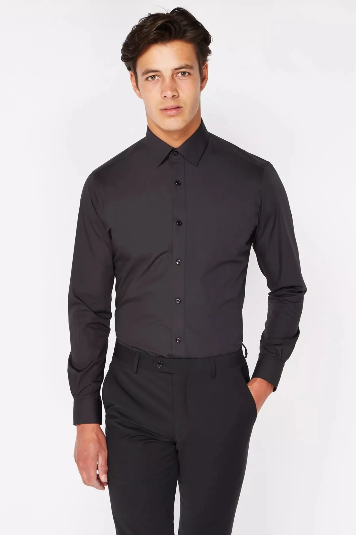 REMUS UOMO Seville Long Sleeve Formal Shirt - Black