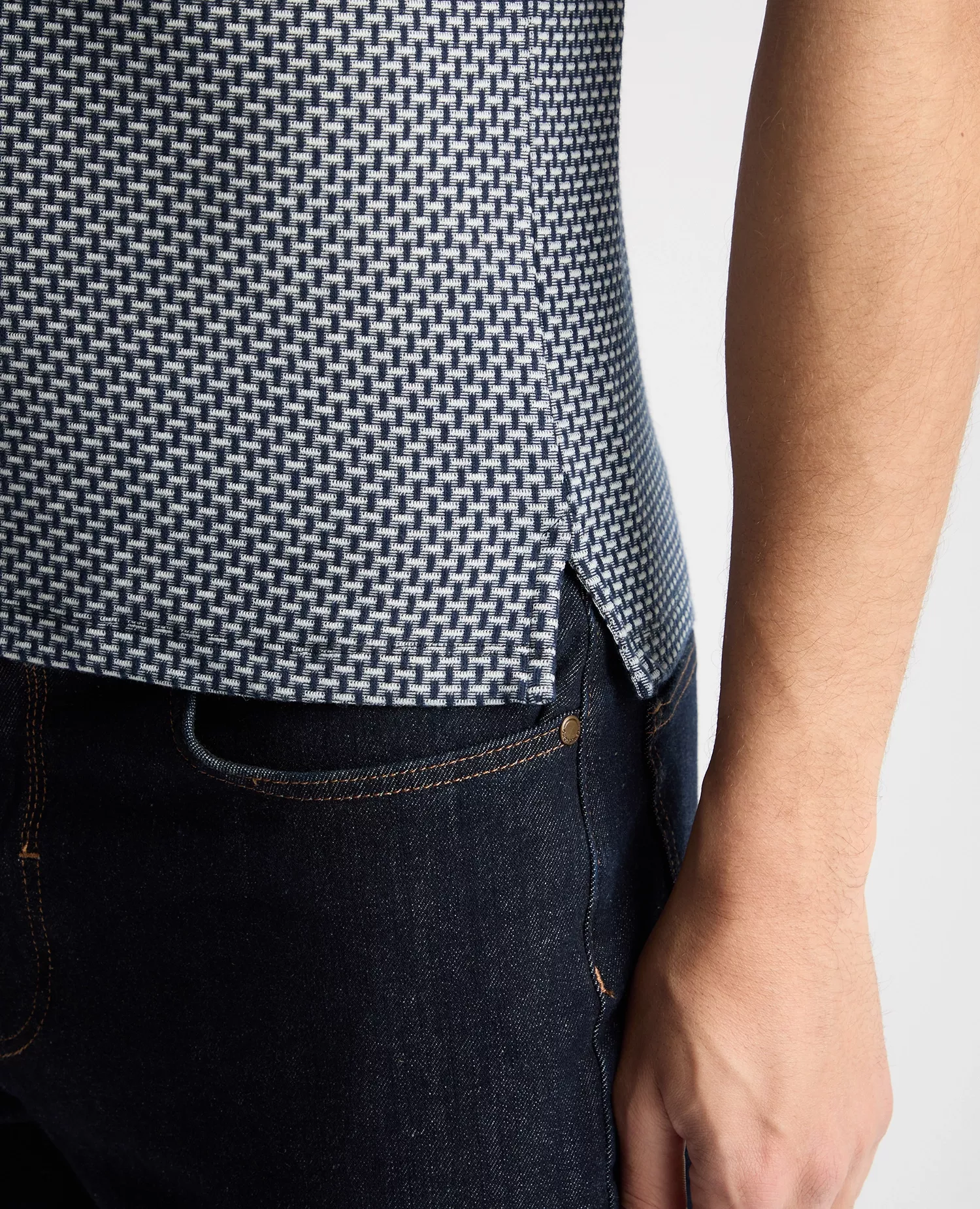 REMUS UOMO SS Tipped Casual Polo - Dark Blue - Image 5