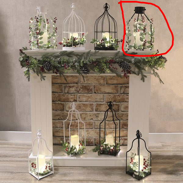 STRAITS LED Christmas Cage Lantern 15x36cm - Black - Image 3
