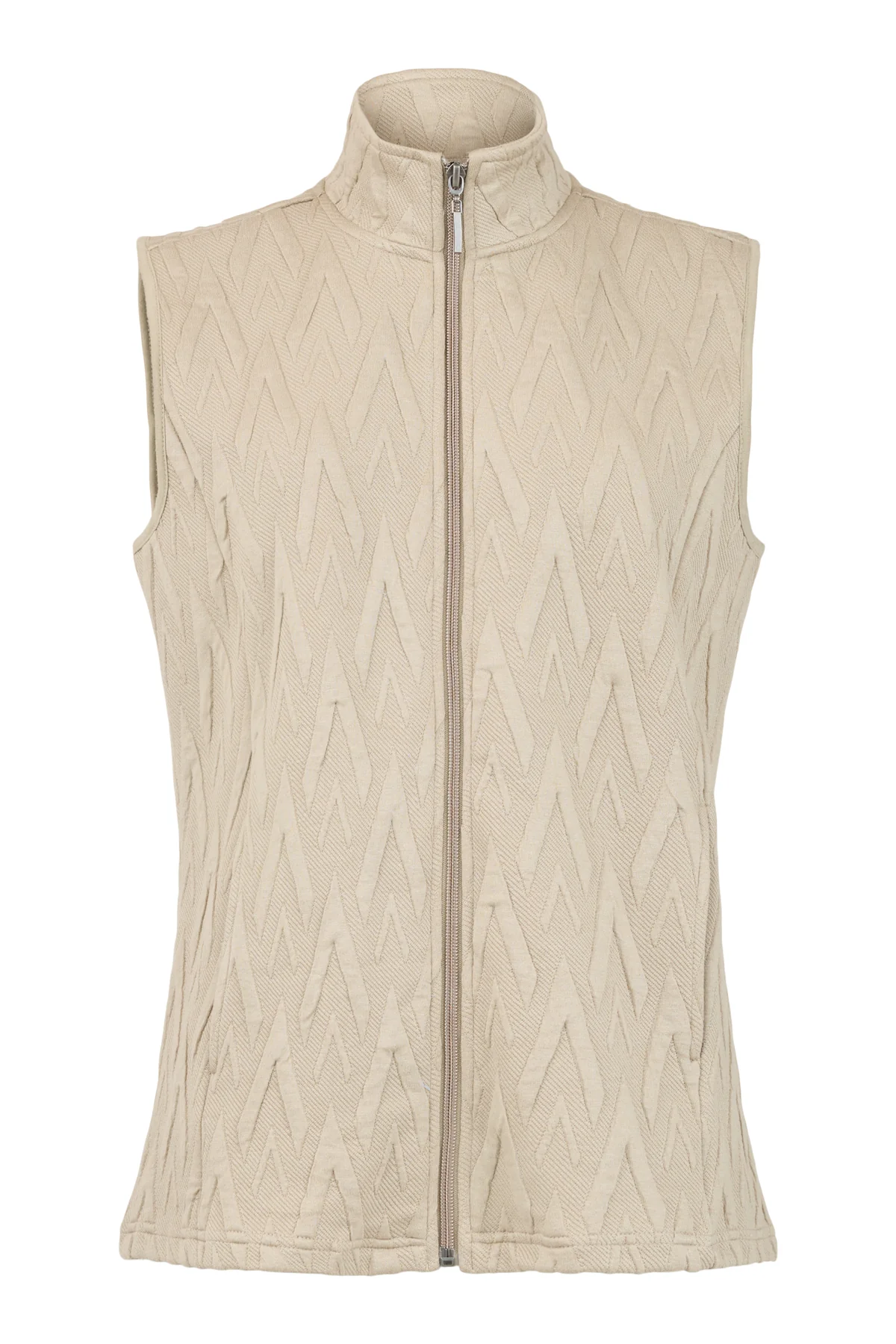 SUNDAY Full Zip Textured Gilet - Sand - Image 2