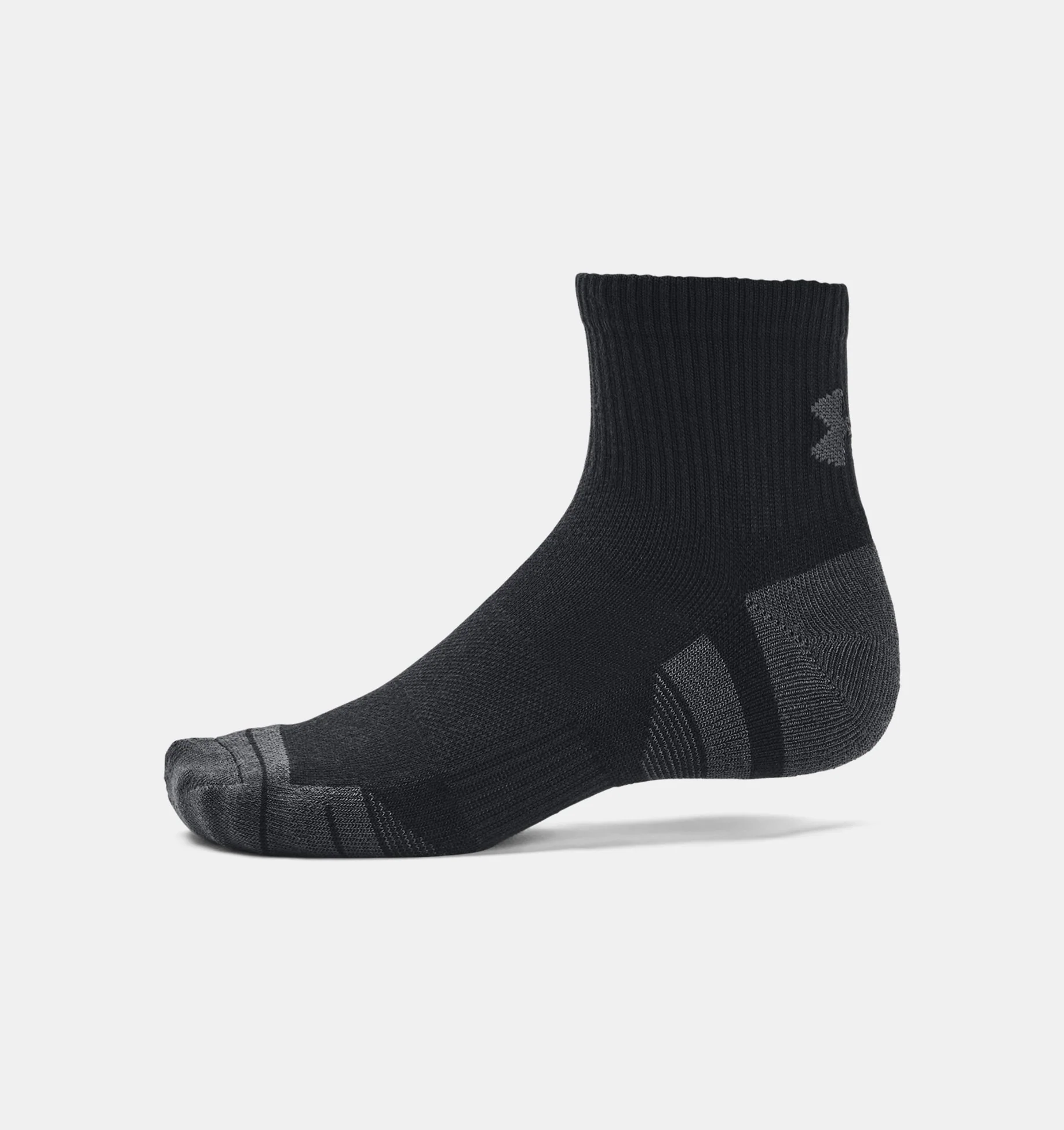 UNDER AMOUR : Performance Tech 3-Pack Quarter Socks - Black - Image 4
