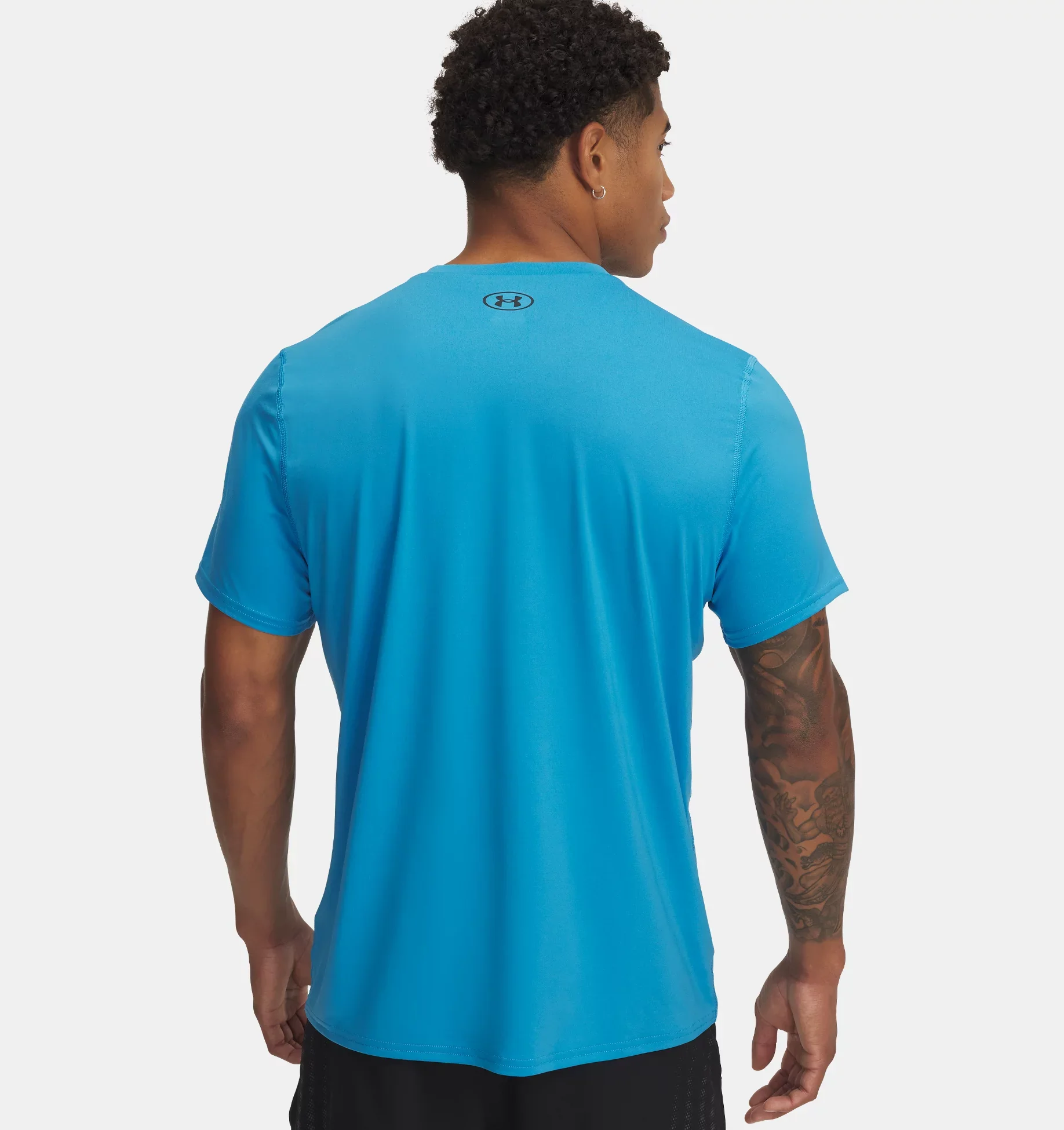 UNDER ARMOUR Men's HeatGear Fitted Short Sleeve - Blue - Image 2