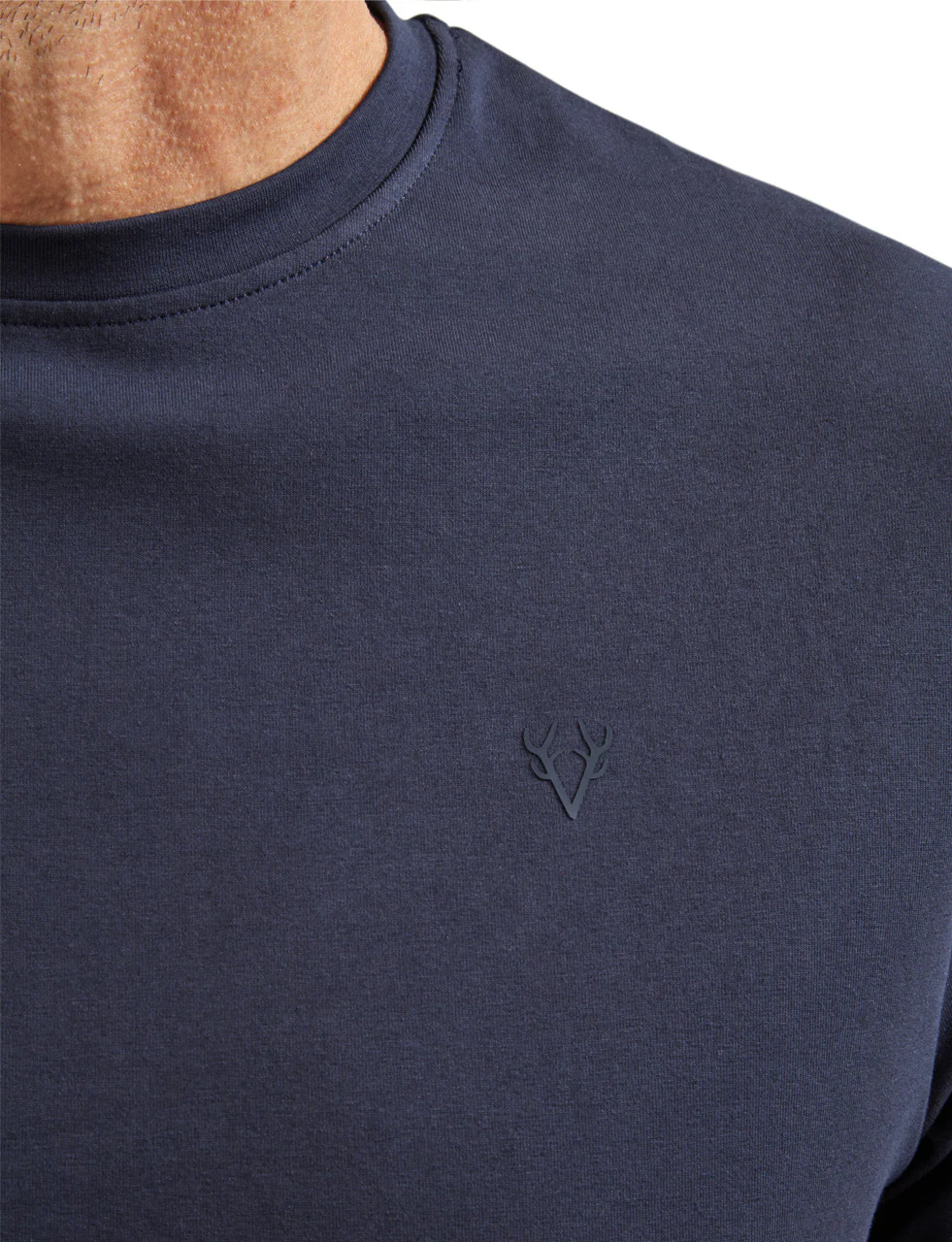 VEDONEIRE Casual Round Neck Cotton T-Shirt - Navy - Image 3