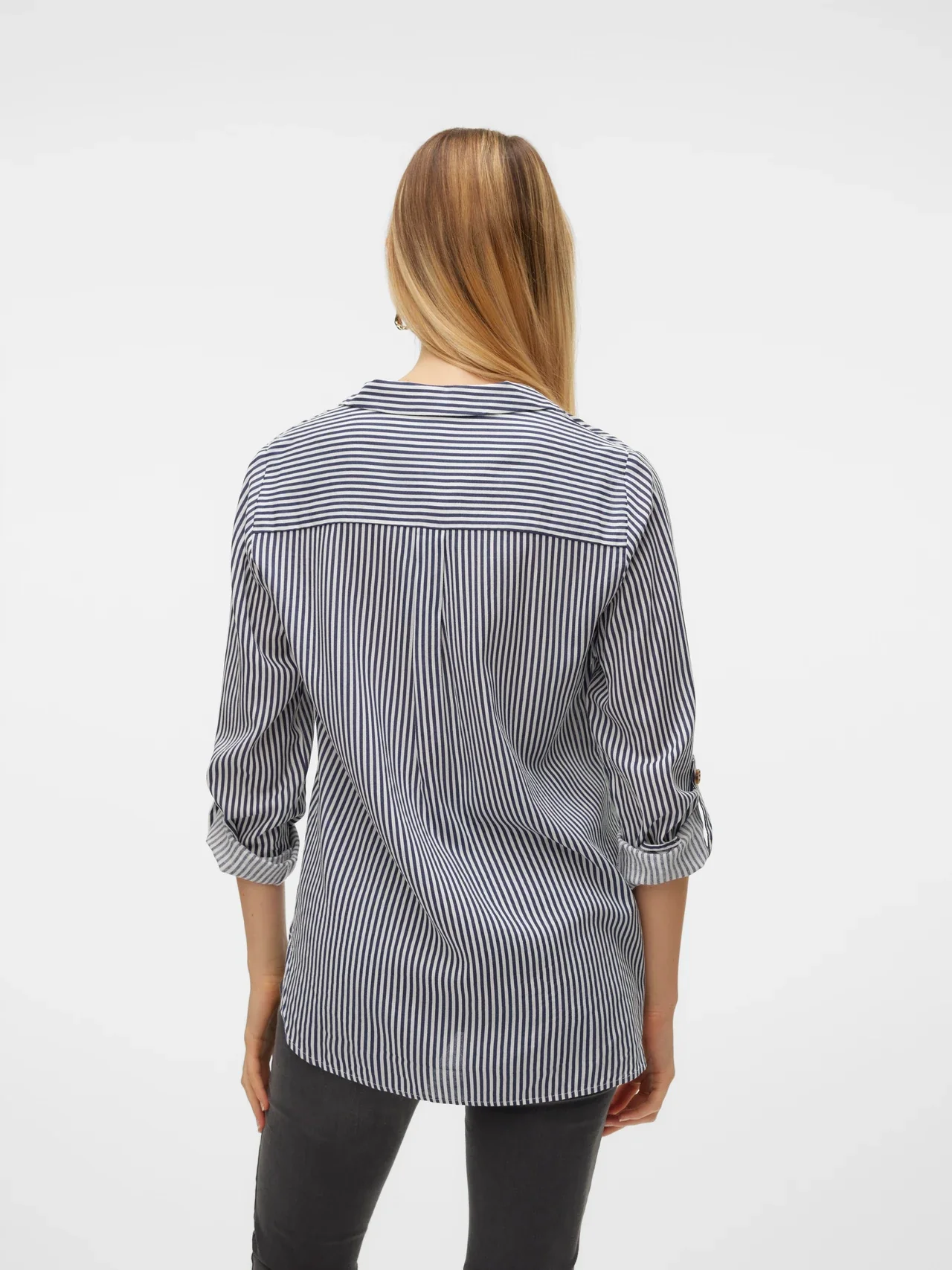VERO MODA : Bumpy Regular Fit Shirt - Ink/White - Image 2