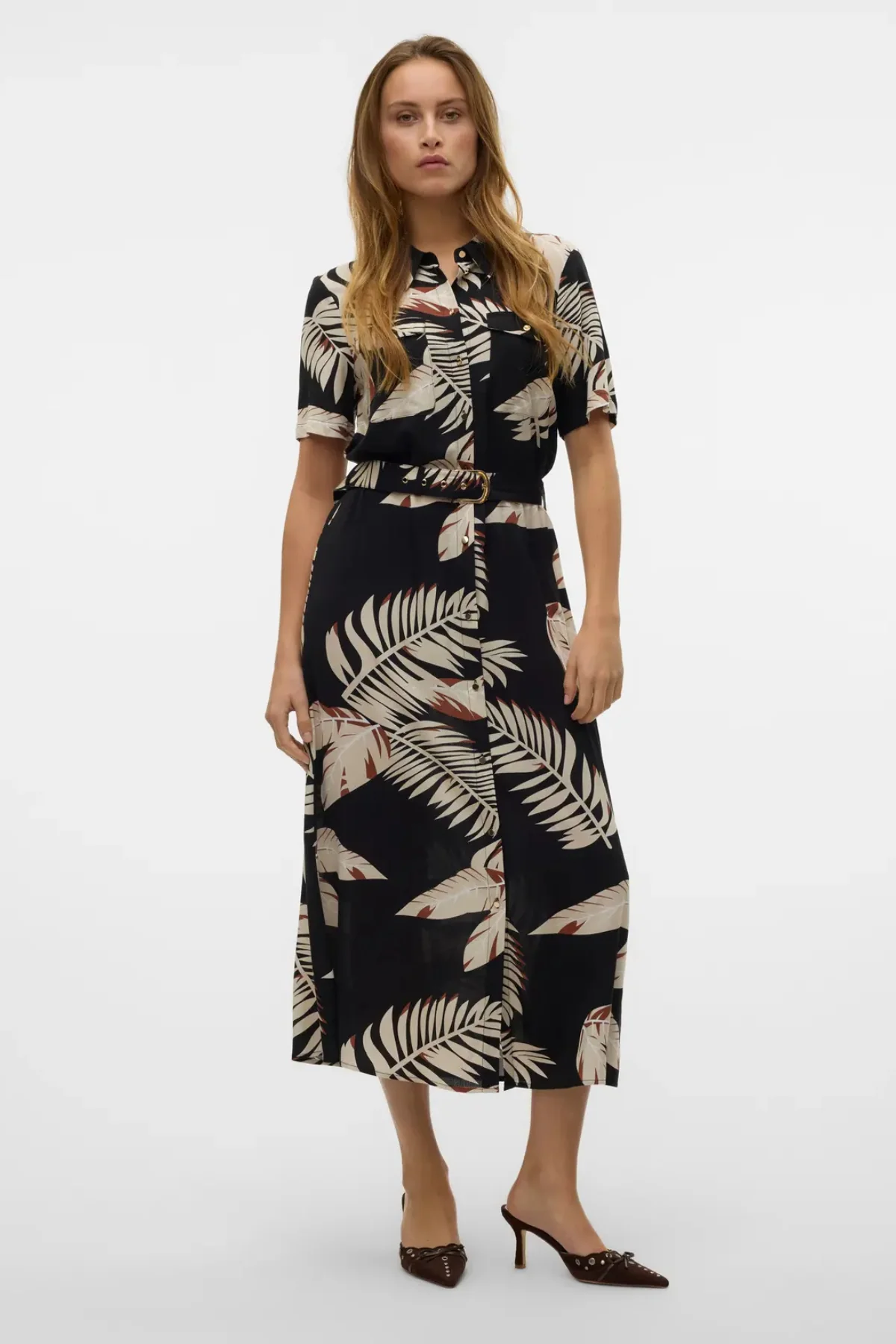 VERO MODA Joy Gold 7/8 Shirt Dress - Print - Image 2