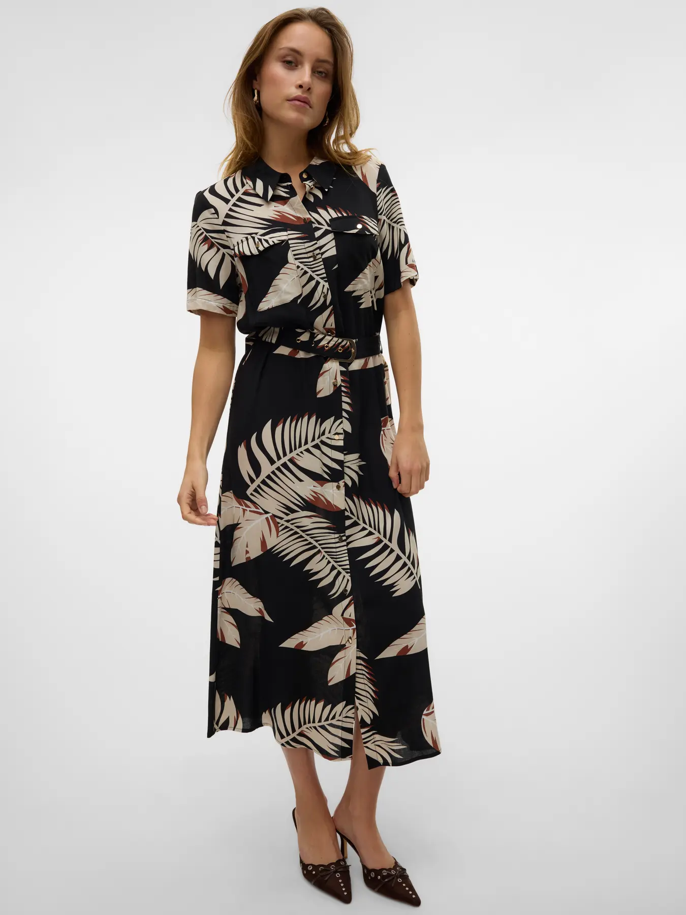 VERO MODA Joy Gold 7/8 Shirt Dress - Print - Image 3