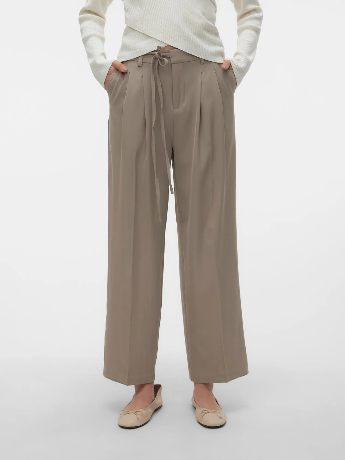 VERO MODA : Kristel Wide Leg Pants - Taupe