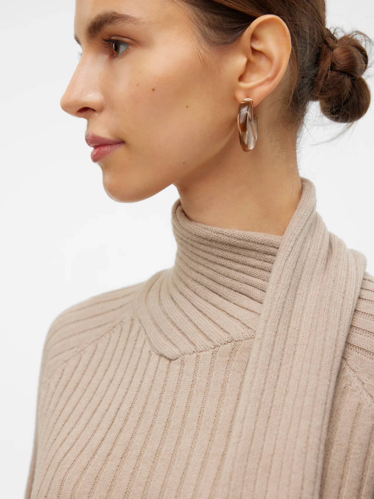 VERO MODA Zoey Wrap Neck Jumper - Silver Mink - Image 3