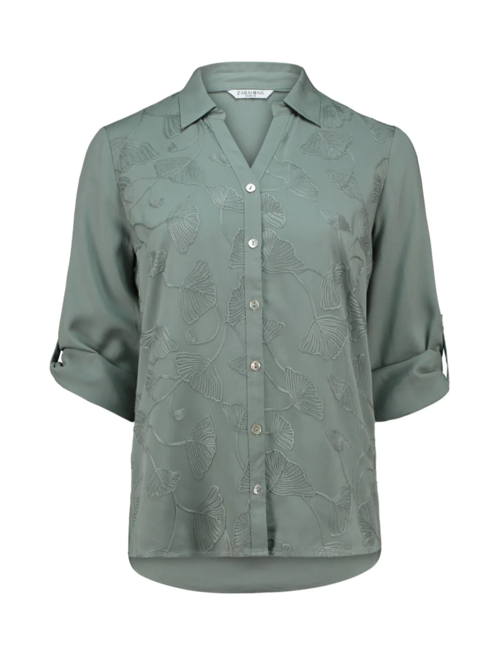 ZABAOINE Agnes Mid Sleeve Shirt - Sage - Image 2